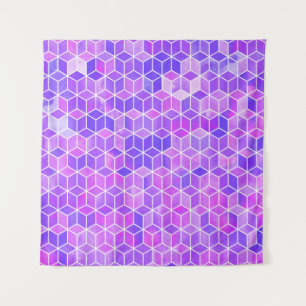 Tapete De Parede Mosaico de Verão: Fusão de Cubo com Aquarela