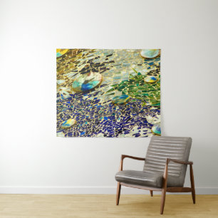 Tapete De Parede Mosaico Espanhol Verde Azul