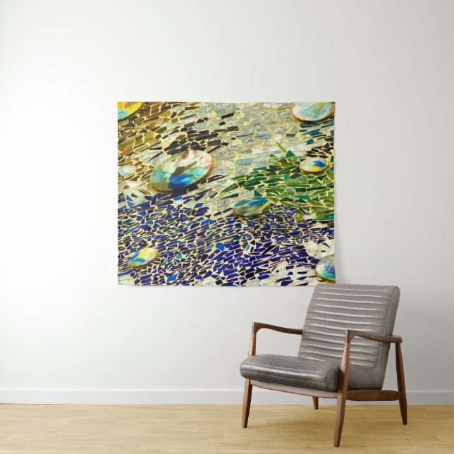 Tapete De Parede Mosaico Espanhol Verde Azul (In Situ (Horizontal))