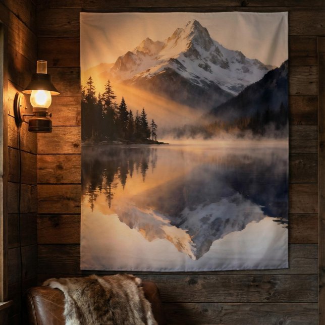 Tapete De Parede Mountain Lake Sunrise Tapestry  (Criador carregado)