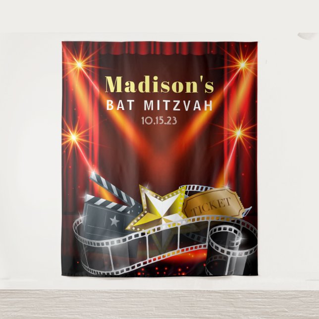 Tapete De Parede MOVIE STAR HOLLYWOOD Bat Mitzvah Invitation (Frente)