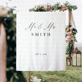 Tapete De Parede Mr and Mrs Wedding Backdrop Banner | Elegant 