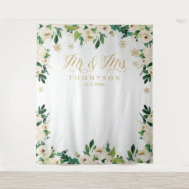 Tapete De Parede Mr & Mrs floral winter wedding banner backdrop
