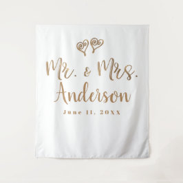Tapete De Parede MR. & MRS. Tipografia Moderna Minimalista Dourada