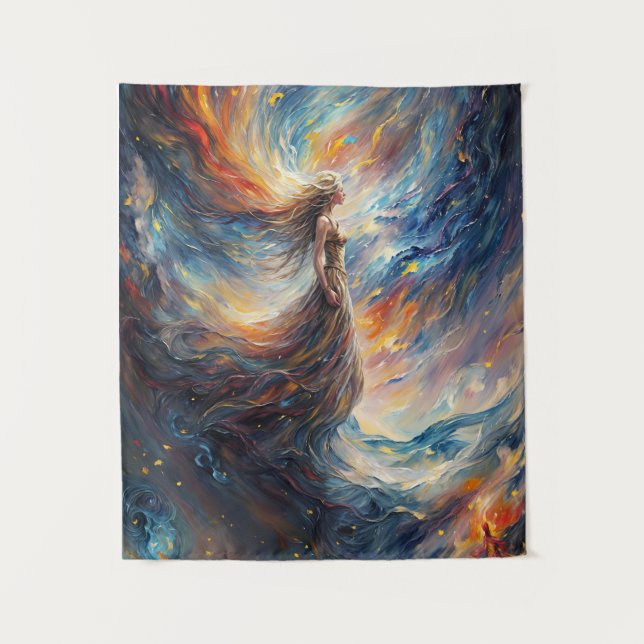 Tapete De Parede Mulher Celestial em Fiery Cosmos Art (Frente)