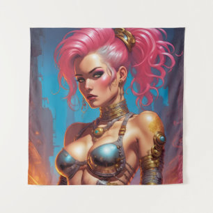 Tapete De Parede Mulher Com Cabelo Rosa Lindo
