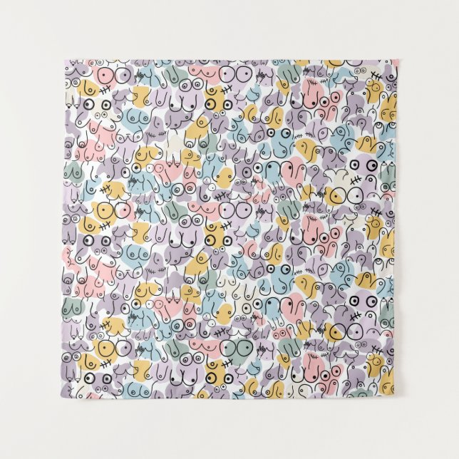 Tapete De Parede mulher de seio pastel (Frente)