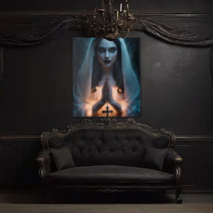 Tapete De Parede Mulher Gótica com Crucifix
