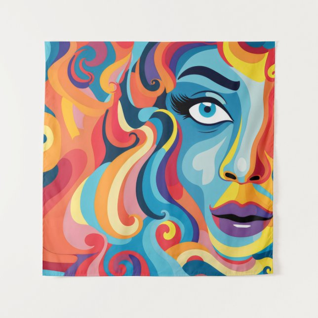 Tapete De Parede Mulher Negra Vibrante Grelha de Emoções (Frente)