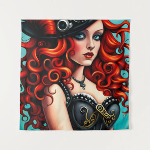 Tapete De Parede Mulher Steampunk de Cabelo Vermelho