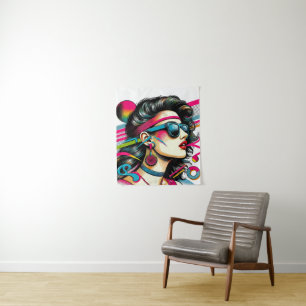 Tapete De Parede Mulher usando óculos de sol arte pop colorida