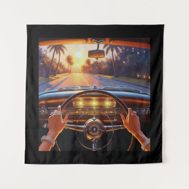 Tapete De Parede Mulheres Elegantes em carros clássicos (Frente)