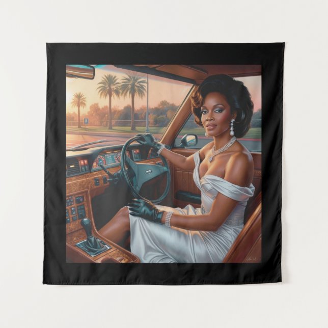 Tapete De Parede Mulheres Elegantes em carros clássicos (Frente)