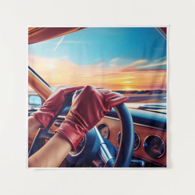 Tapete De Parede Mulheres Elegantes em carros clássicos (Frente)