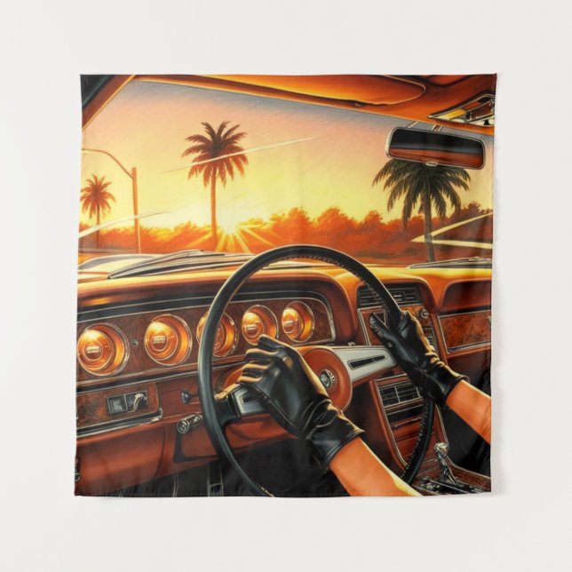 Tapete De Parede Mulheres Elegantes em carros clássicos (Frente)