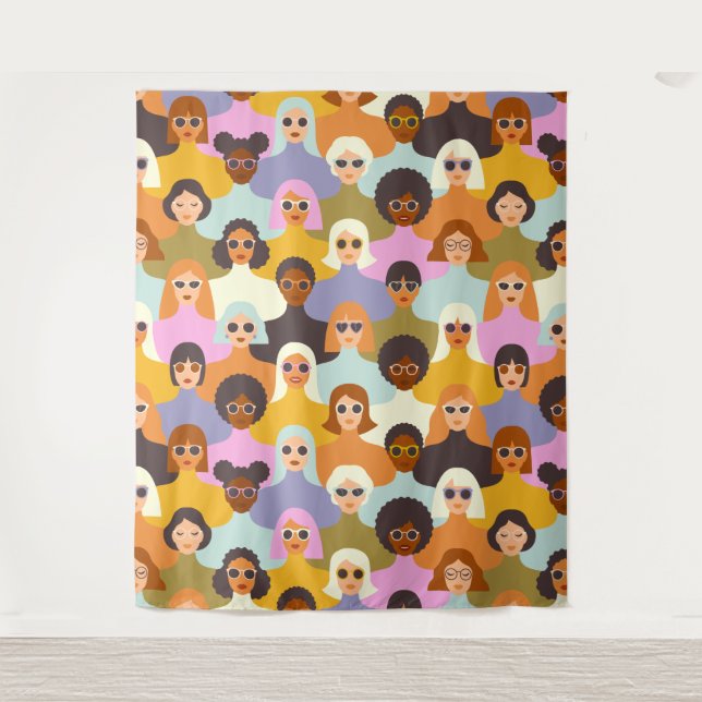 Tapete De Parede Mulheres Retro do Padrão Mundial (Frente)