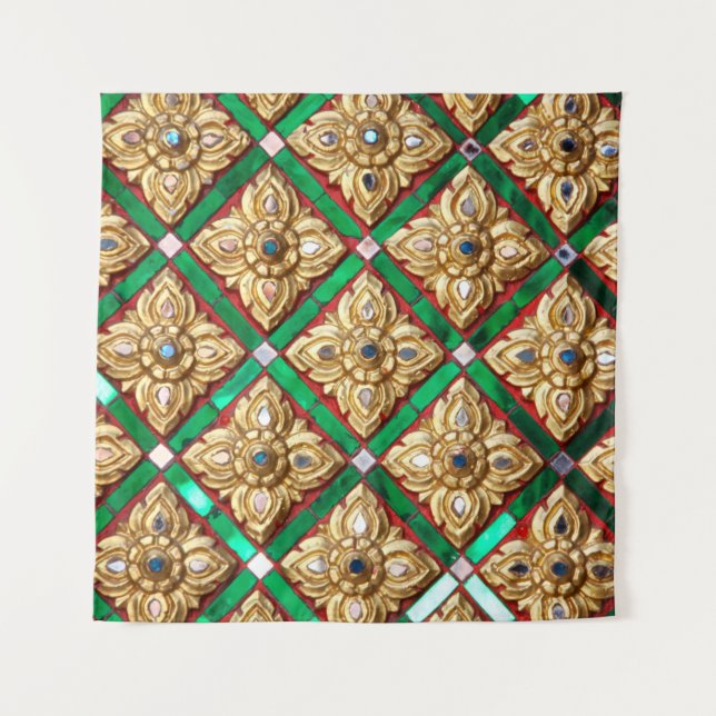 Tapete De Parede Muro de dentro de padrão tailandês da templethaili (Frente)