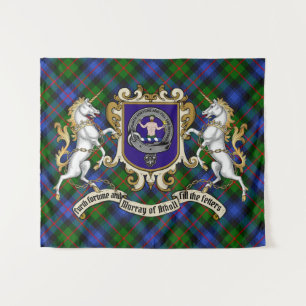 Tapete De Parede Murray do Crachá Atholl Clan & Unicorns w/Tartan