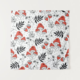 Tapete De Parede Mushroom Fungi: Arte na Linha da Natureza