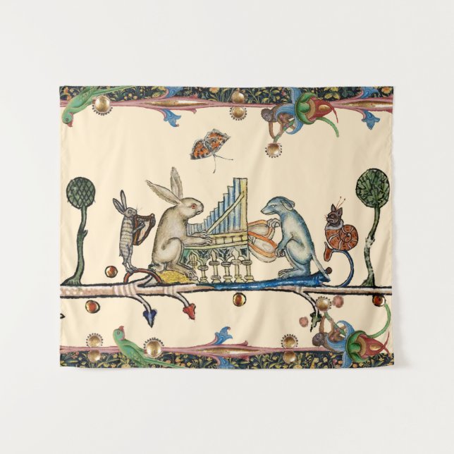 Tapete De Parede MÚSICA MÉDIA DE FAZER ESTRANHA, Rabbit, Cão (Frente (Horizontal))