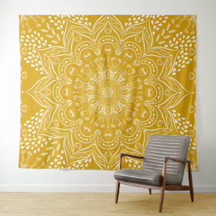 Tapete De Parede Mustard Yellow Boho Mandala