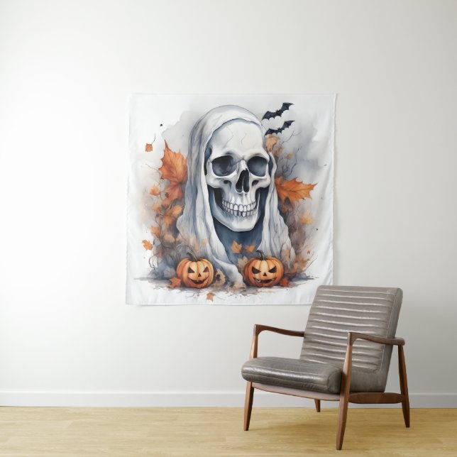 Tapete De Parede Mystic Halloween Ghost Art Skull Gift (In Situ)