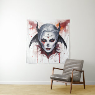 Tapete De Parede Mystical Woman Vampire Watercolor Halloween