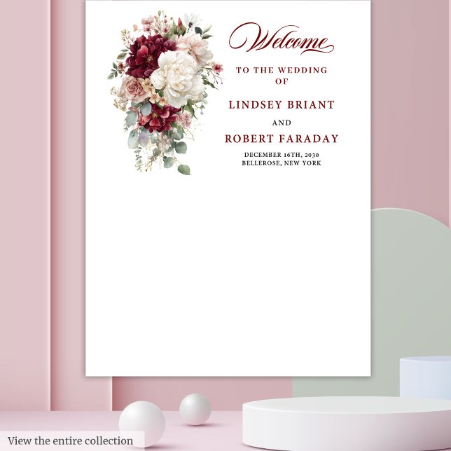 Tapete De Parede Na moda Boho Burgundy White Rose Backdrop (Stylish Boho Burgundy White Rose Wedding Backdrop)