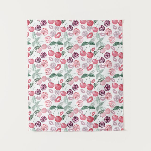 Tapete De Parede Na moda de fruta de cereja vermelha (Frente)