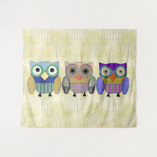 Tapete De Parede Na moda Owl Trio
