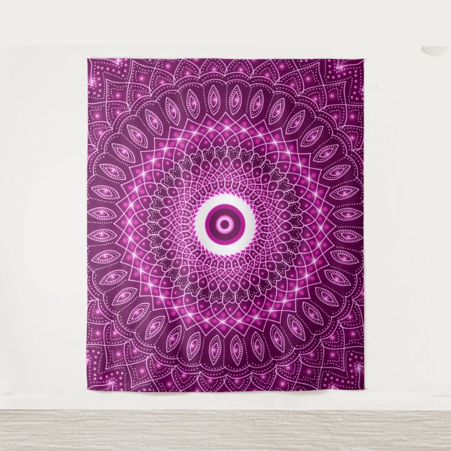 Tapete De Parede Na moda Yoga Boho Cute índio do Mandala rosa (Frente)