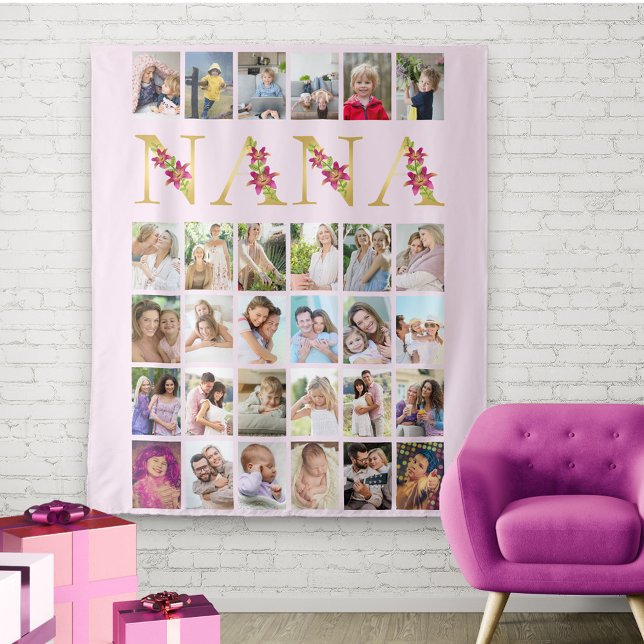 Tapete De Parede Nana Floral Letters 30 Vertical Photo Collage Pink (Criador carregado)