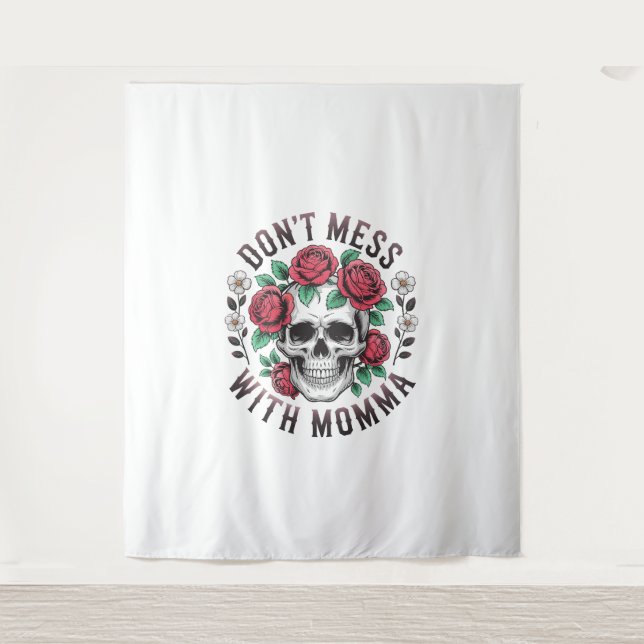 Tapete De Parede Não se meta com o crânio floral da mamãe (Frente)