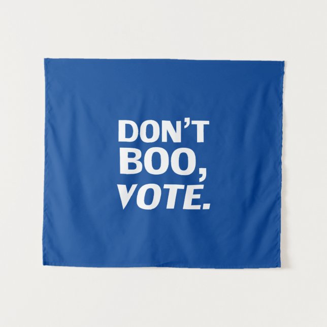 Tapete De Parede "Não vaias, vota" Eleição de Halloween branco azul (Frente (Horizontal))