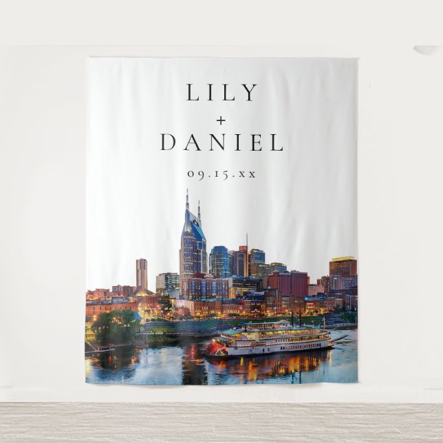 Tapete De Parede Nashville Riverfront Wedding Photo Backdrop (Frente)