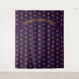 Tapete De Parede Natal | Festivo | Estrelas Douradas | Fundo Roxo