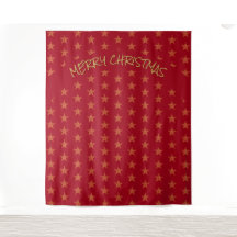 Natal | Festivo | Estrelas Douradas | Fundo Vermel