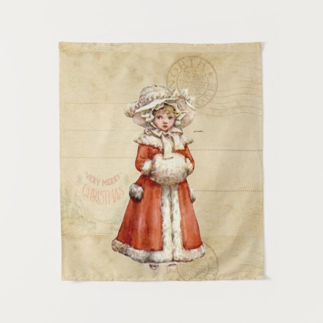 Tapete De Parede Natal Personalizado do Pequeno Caroler Vitoriano (Frente)