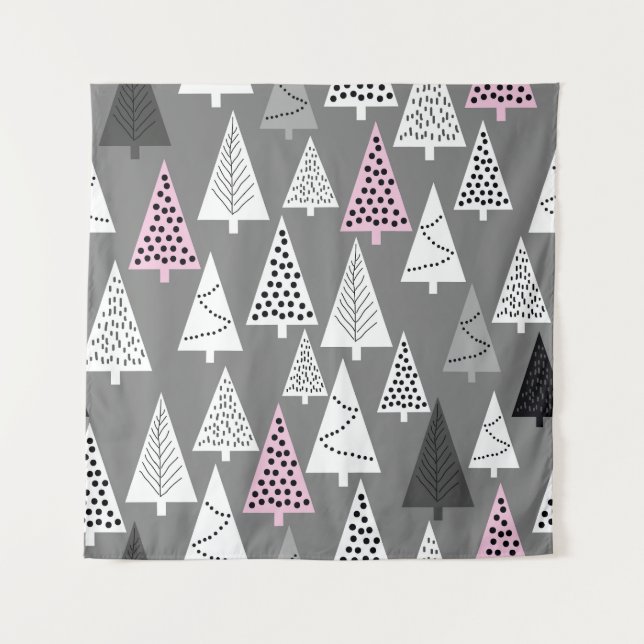 Tapete De Parede Natal simples: Padrão de árvore Abstrato (Frente)