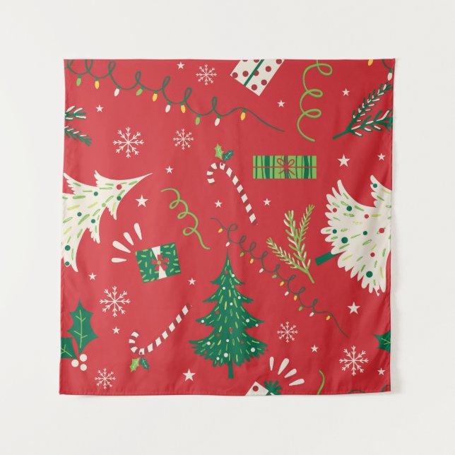 Tapete De Parede Natal vintage: design ornamental. (Frente)