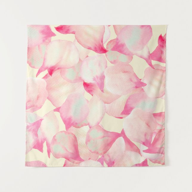 Tapete De Parede Natureza do Flor Rosa. Natureza Preta De Aquarela. (Frente)