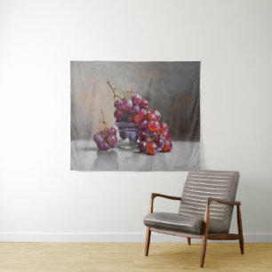 Tapete De Parede Natureza Morta com Uvas Vermelhas - de Pintura a Ó