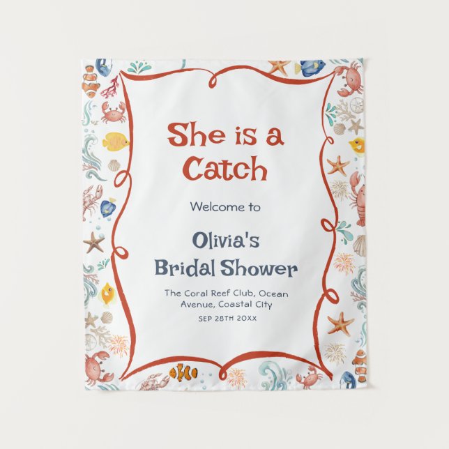 Tapete De Parede Nautical Bridal Shower Welcome Backdrop Tapestry (Frente)