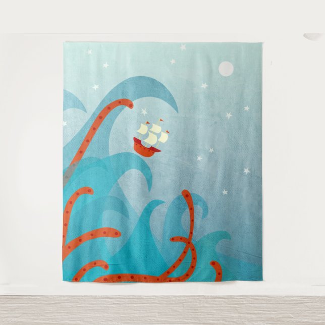 Tapete De Parede Navegação por Monstro do Mar (Frente)