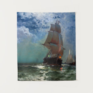 Tapete De Parede Navios velejando à noite por Edward Moran