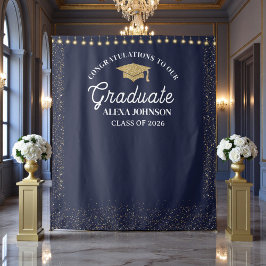 Tapete De Parede Navy Blue Class Of 2026 Graduation Backdrop