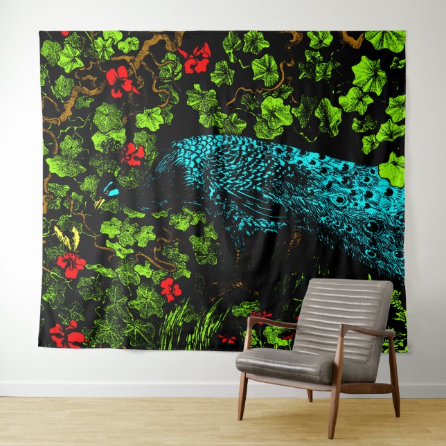 Tapete De Parede Neerlandês Art Nouveau Peacock e Butterfly (In Situ (Horizontal))