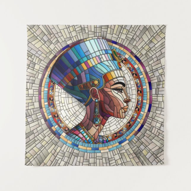 Tapete De Parede Nefertiti egípcio - Arte mosaica (Frente)