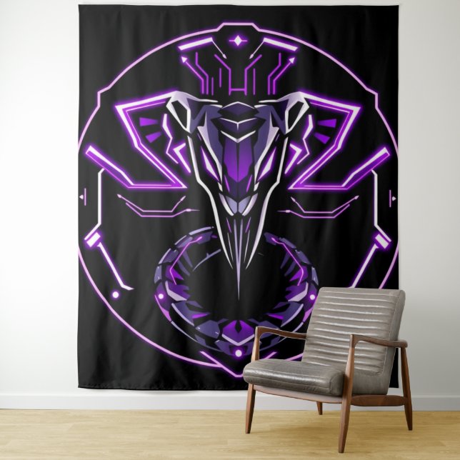 Tapete De Parede Neon-Kobra – Wächter des digitalen Dschungels (In Situ)