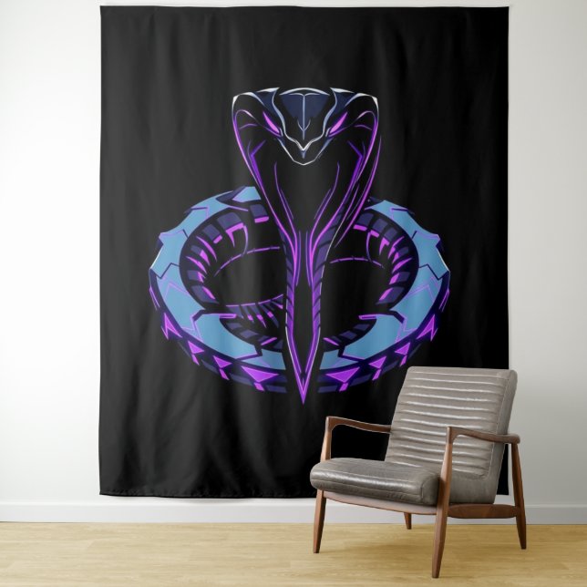 Tapete De Parede Neon-Kobra – Wächter des digitalen Dschungels (In Situ)